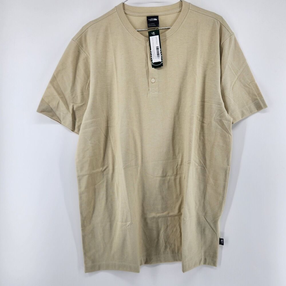 The North Face Mens Size Large Beige Tri-Blend Relaxed Fit Short Sleeve Henley